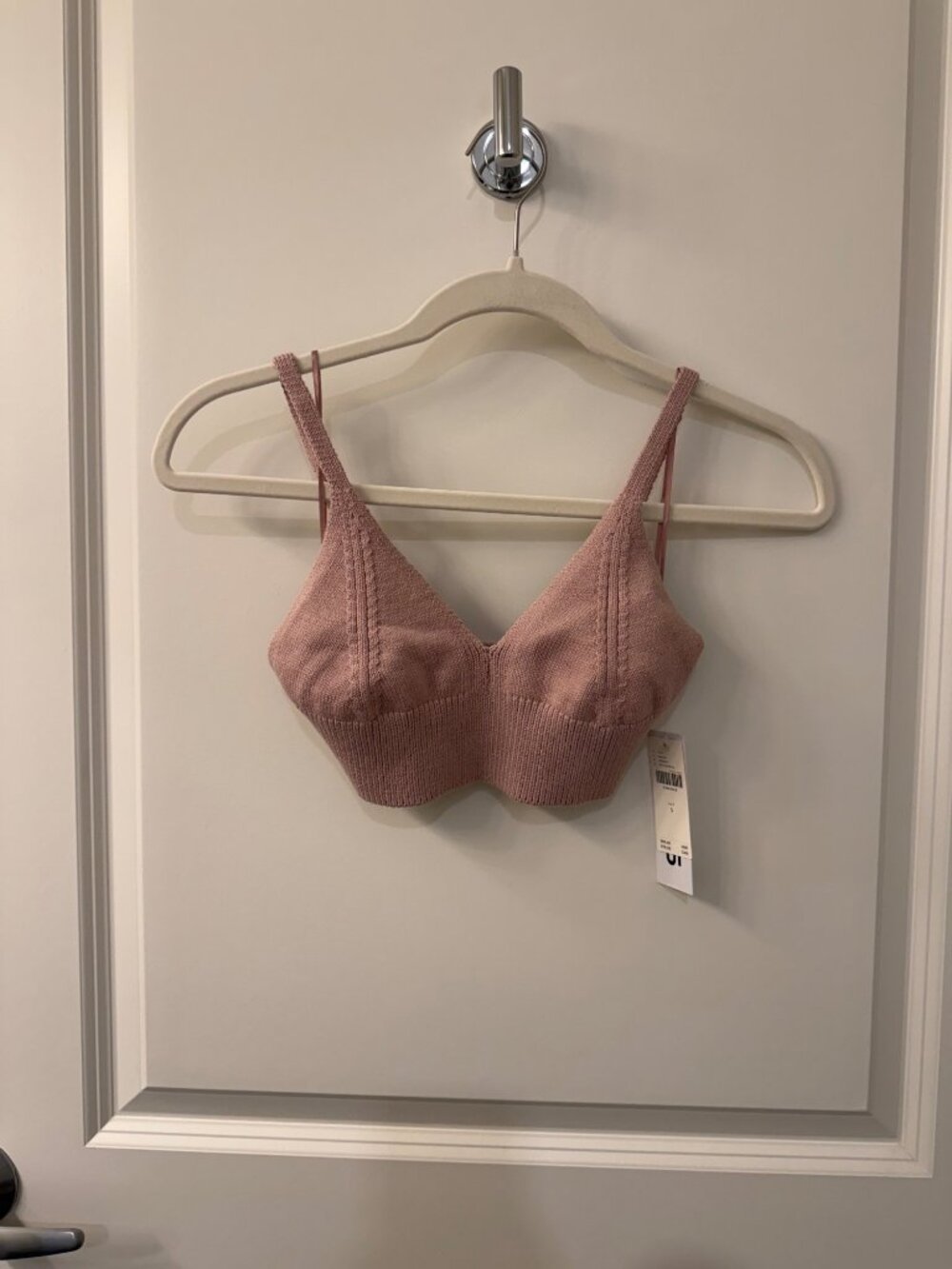 Anthropologie Peach Knit Bralette Top Size Small Cotton Blend